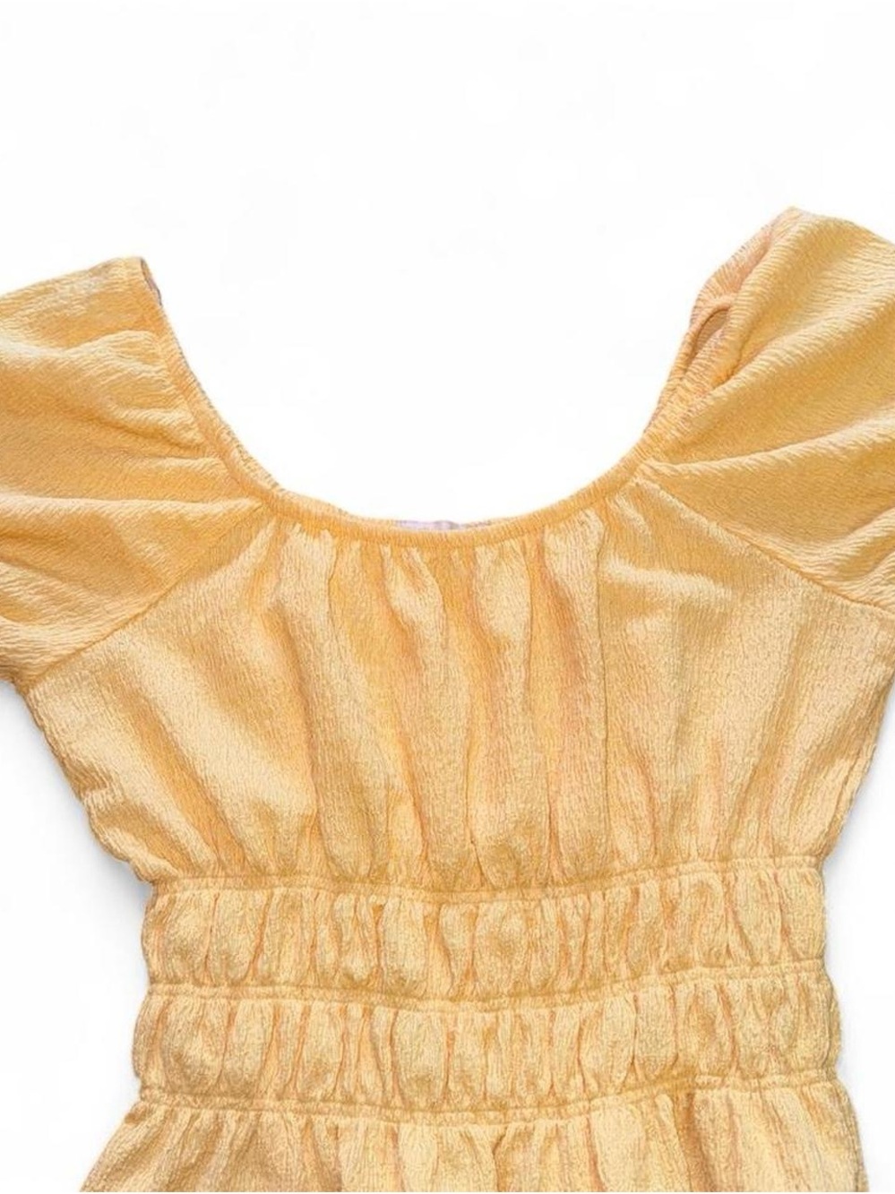 SO Yellow Textured Puff Sleeve Top